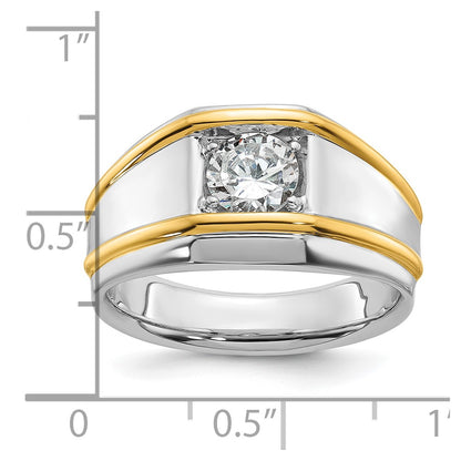 14k Two-tone Two Tone 1 Ct. Lab Grown Diamond VS/SI+ G+ Polished Men's Solitaire Ring