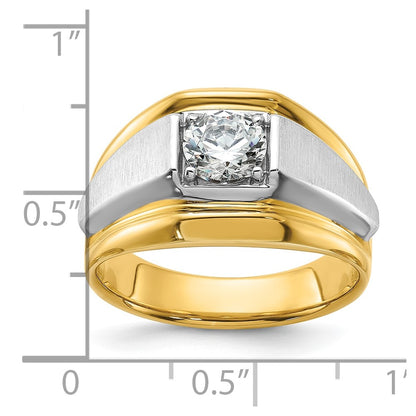 14k Two-tone Two Tone 1 Ct. Lab Grown Diamond VS/SI+ G+ Polished and Brushed Men's Band Ring