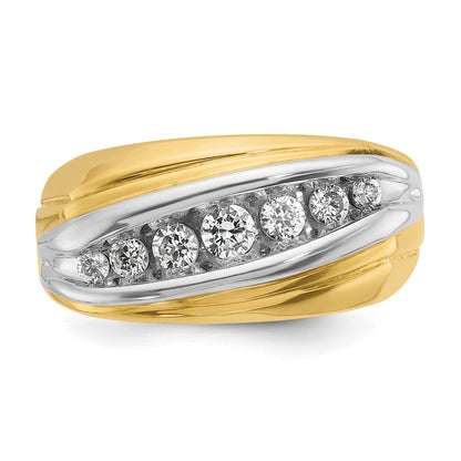 14k Two-tone Gold Men's 1/2 carat Diamond Complete Ring