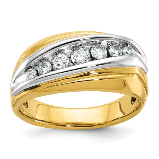 14k Two-tone Gold Men's 1/2 carat Diamond Complete Ring