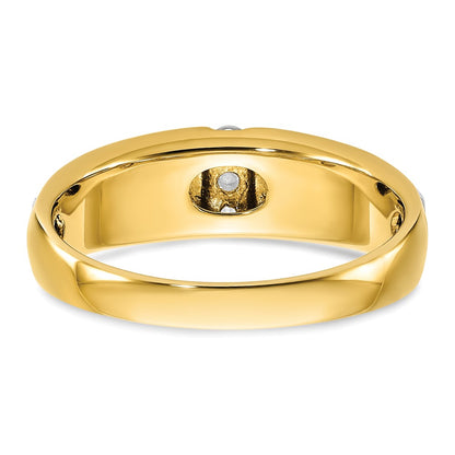 14k Two-tone Gold Men's Polished and Satin 1/8 carat Diamond Complete Ring