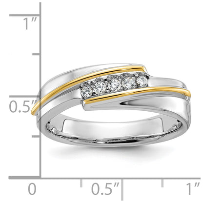 14k Two-tone Gold Men's 1/6 carat Diamond Complete Ring