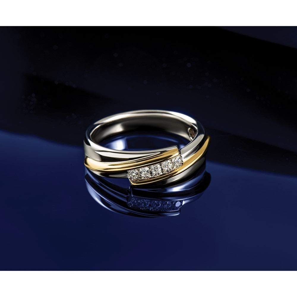 14k Two-tone Gold Men's 1/6 carat Diamond Complete Ring