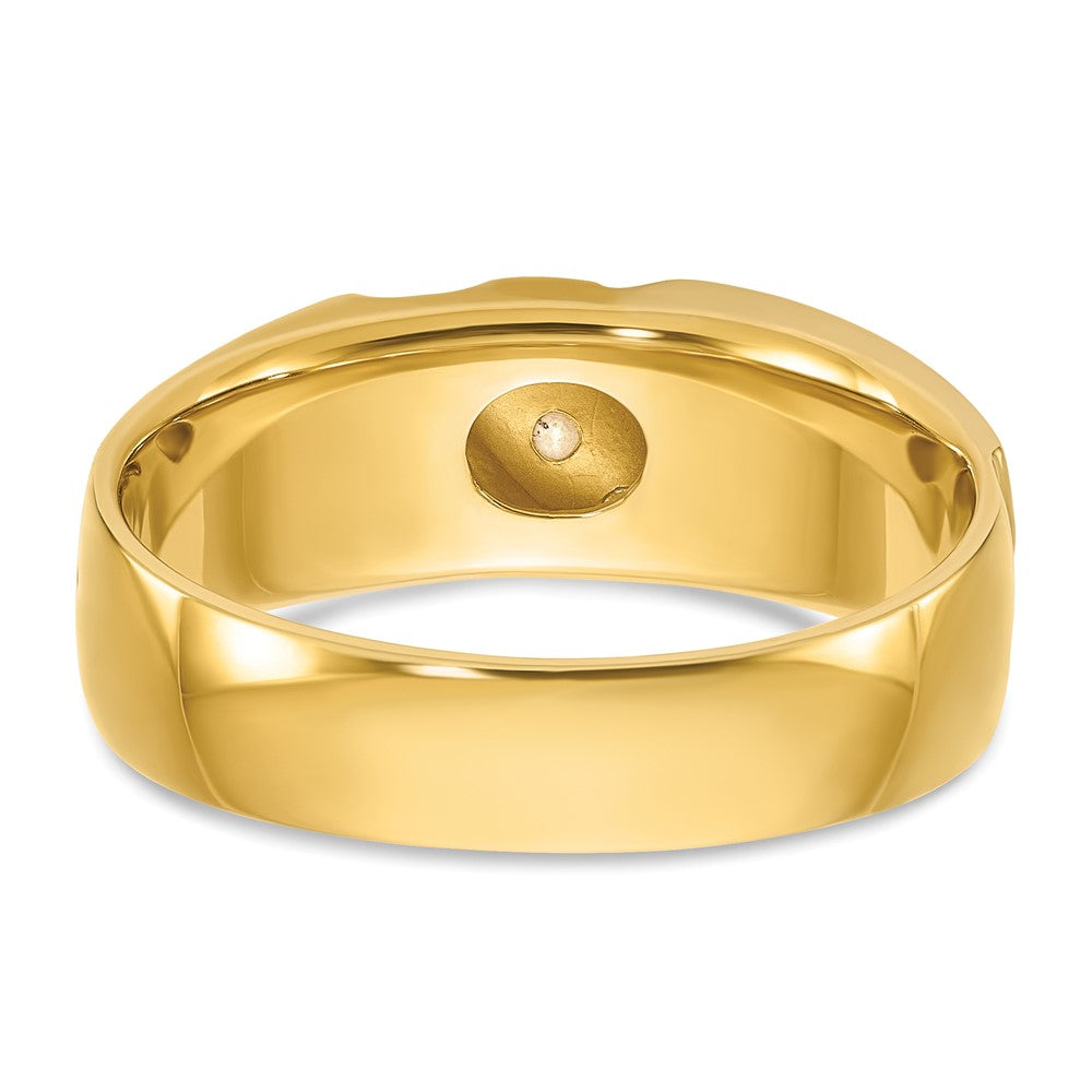 10K Two-Tone 10Ktt Ibgoodman Men'S Polished Satin Grooved 3-Stone Ring Mounting