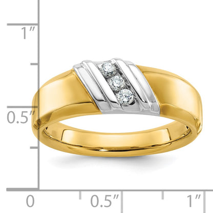14k Two-tone Gold Men's 1/6 carat Diamond Complete Ring