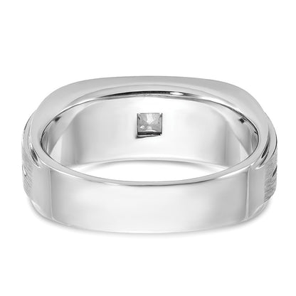 14k White Gold Men's Polished and Satin 3/8 carat Diamond Complete Ring