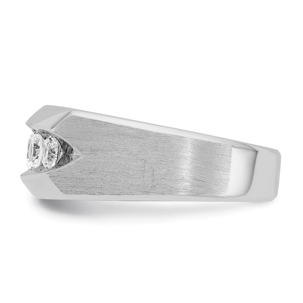14k White Gold Men's Polished and Satin 1 carat Diamond Complete Ring