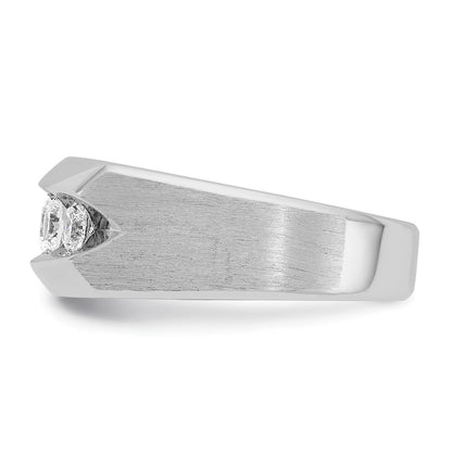 14k White Gold Men's Polished and Satin 1 carat Diamond Complete Ring