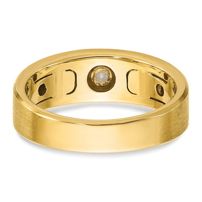 14k Two-tone Gold Men's Polished and Satin 1/10 carat Diamond Complete Ring