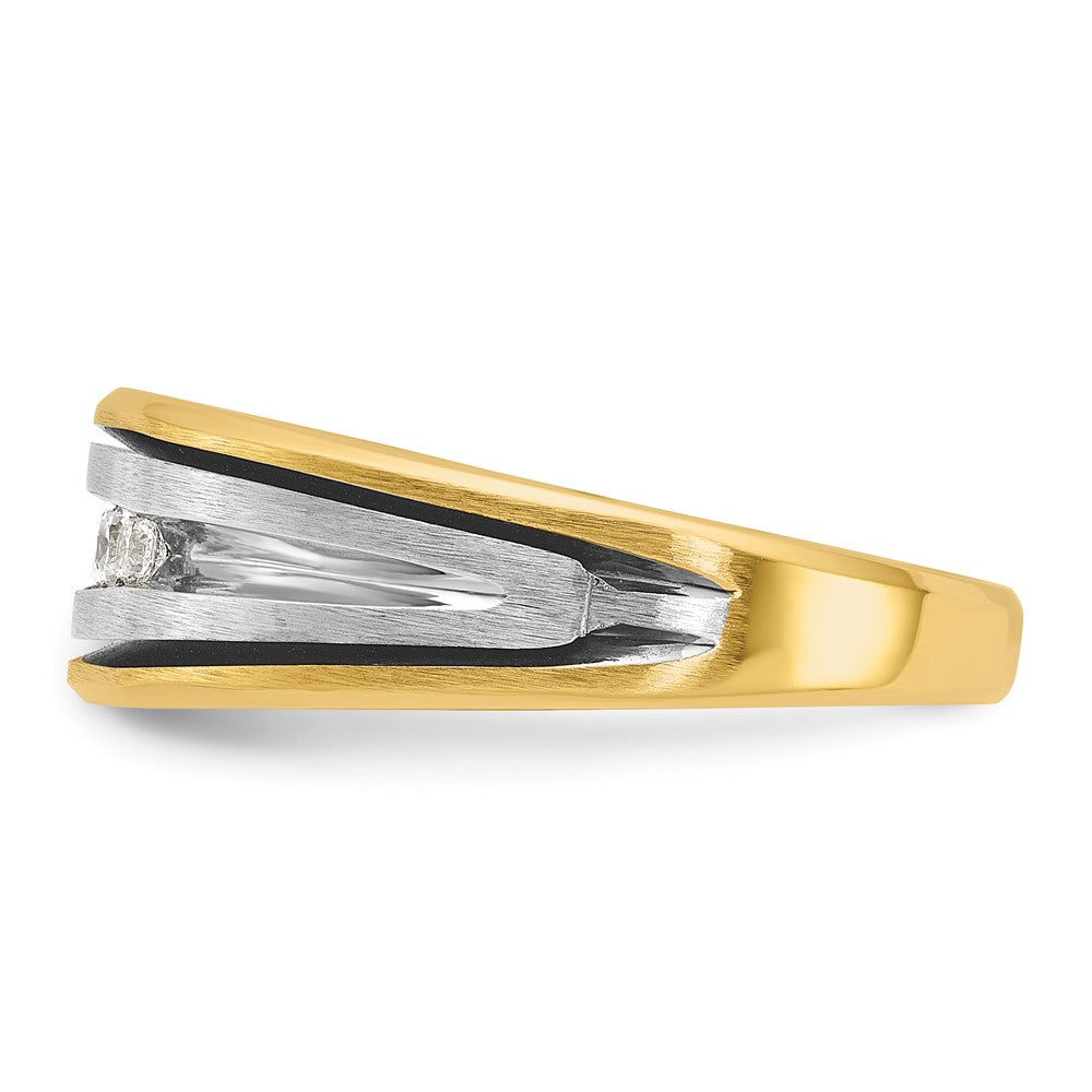 14k Two-tone Gold w/Black Rhodium Men's 1/4 carat Diamond Complete Ring