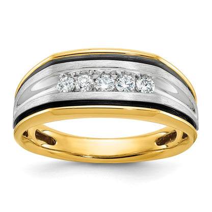 14k Two-tone Gold w/Black Rhodium Men's 1/4 carat Diamond Complete Ring