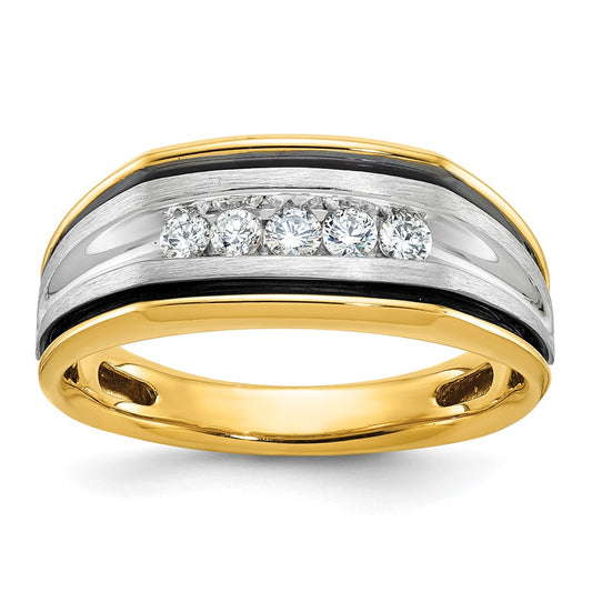 14k Two-tone Gold w/Black Rhodium Men's 1/4 carat Diamond Complete Ring