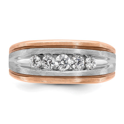 14k White/Rose Gold Two-tone Gold White/Rose w/Black Rhodium Men's Satin 1/2 carat Diamond Ring