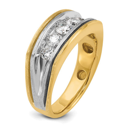 14k Two-tone Two Tone with Black Rhodium 1 Ct. Lab Grown Diamond VS/SI+ G+ Five Stone Men's Ring
