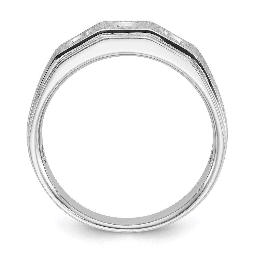 14k White Gold Men's Polished and Satin 3/8 carat Diamond Complete Ring