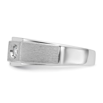 14k White Gold Men's Polished and Satin 3/8 carat Diamond Complete Ring