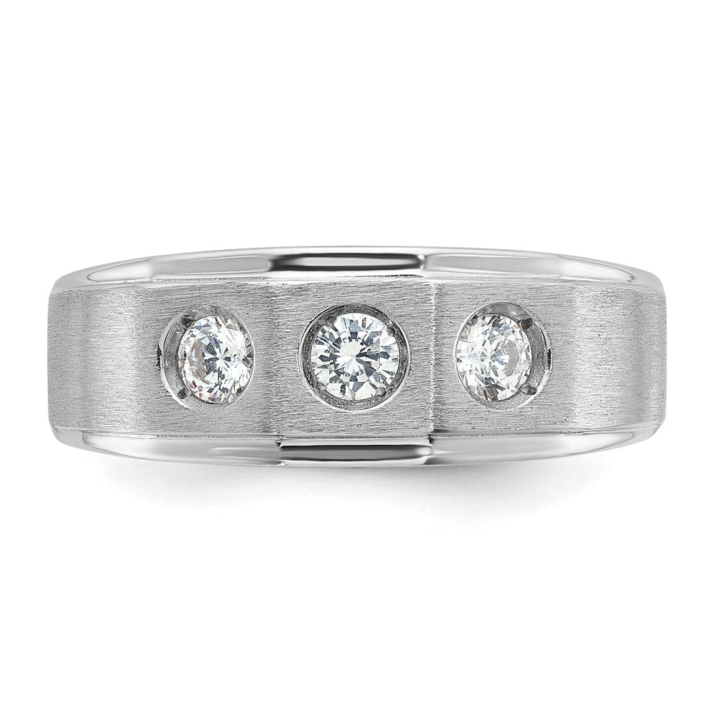 14k White Gold Men's Polished and Satin 3/8 carat Diamond Complete Ring