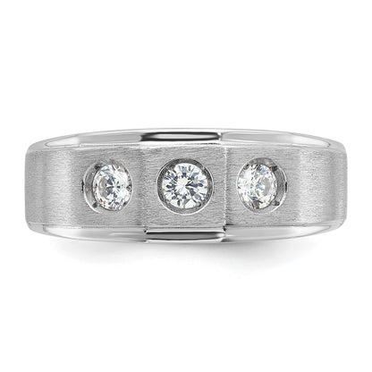 14k White Gold Men's Polished and Satin 3/8 carat Diamond Complete Ring
