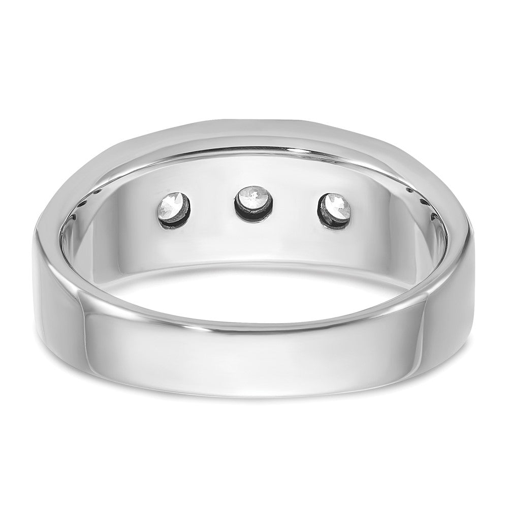 14k White Gold Men's Polished and Satin 3/8 carat Diamond Complete Ring