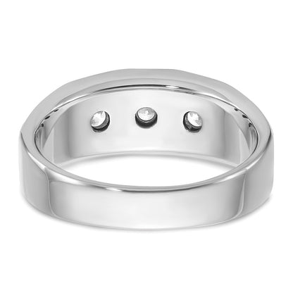 14k White Gold Men's Polished and Satin 3/8 carat Diamond Complete Ring