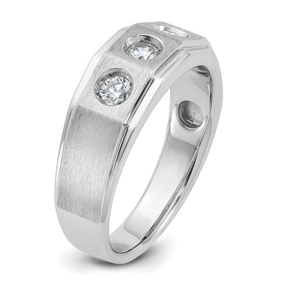 14k White Gold Men's Polished and Satin 3/8 carat Diamond Complete Ring
