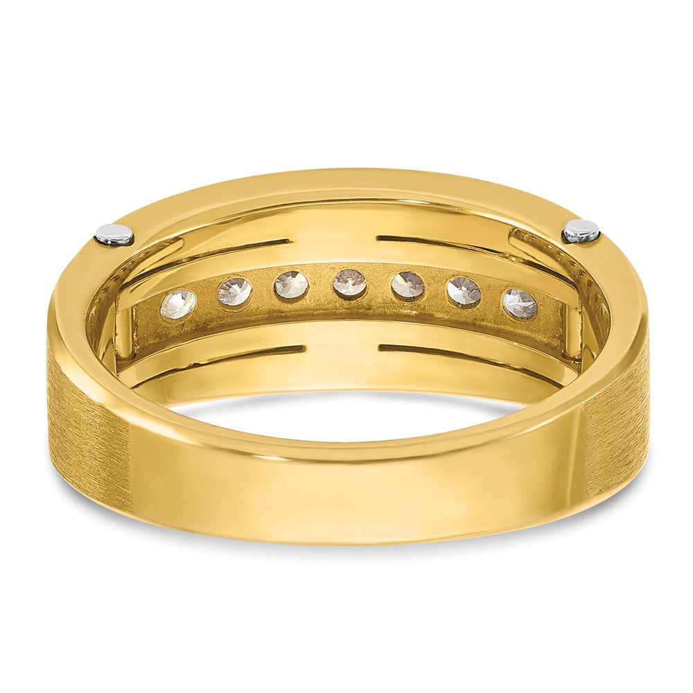 14k Two-tone Gold Men's Polished and Satin 1/2 carat Diamond Complete Ring