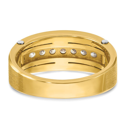 14k Two-tone Gold Men's Polished and Satin 1/2 carat Diamond Complete Ring