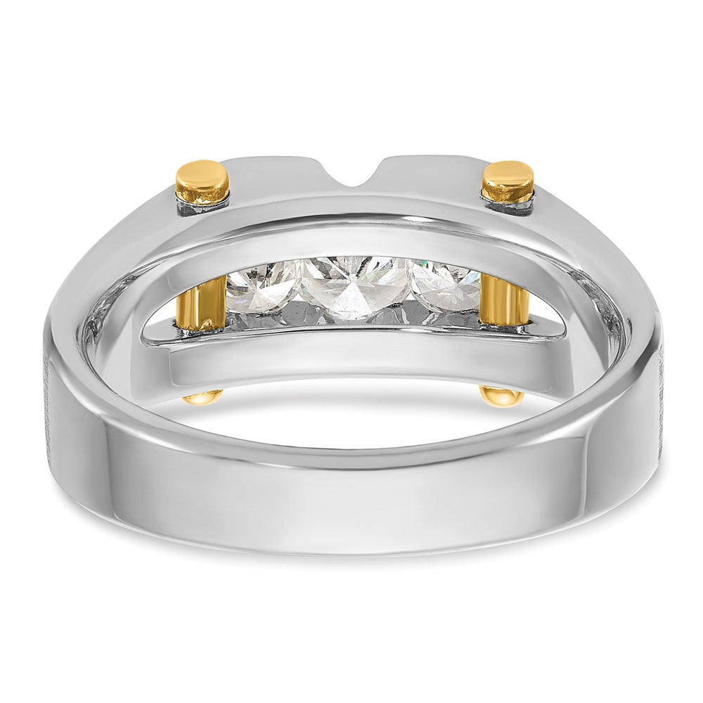 14k Two-tone Two Tone 3/4 Ct. Lab Grown Diamond VS/SI+ G+ Three Stone Polished and Cut Out Men's Ring