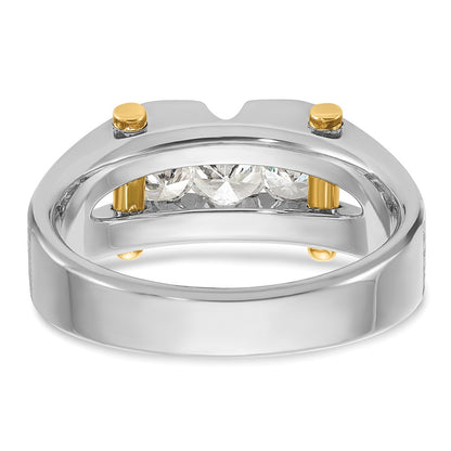 14k Two-tone Two Tone 3/4 Ct. Lab Grown Diamond VS/SI+ G+ Three Stone Polished and Cut Out Men's Ring