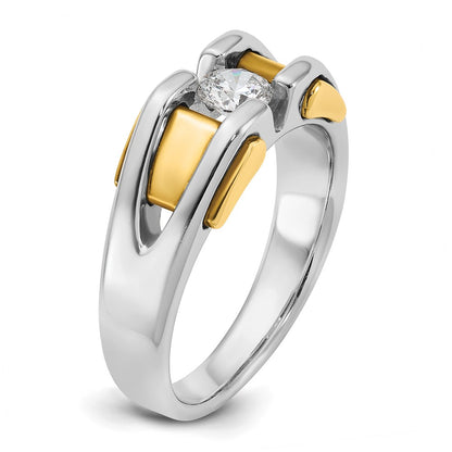 14k Two-tone Gold Men's 3/8 carat Diamond Complete Ring