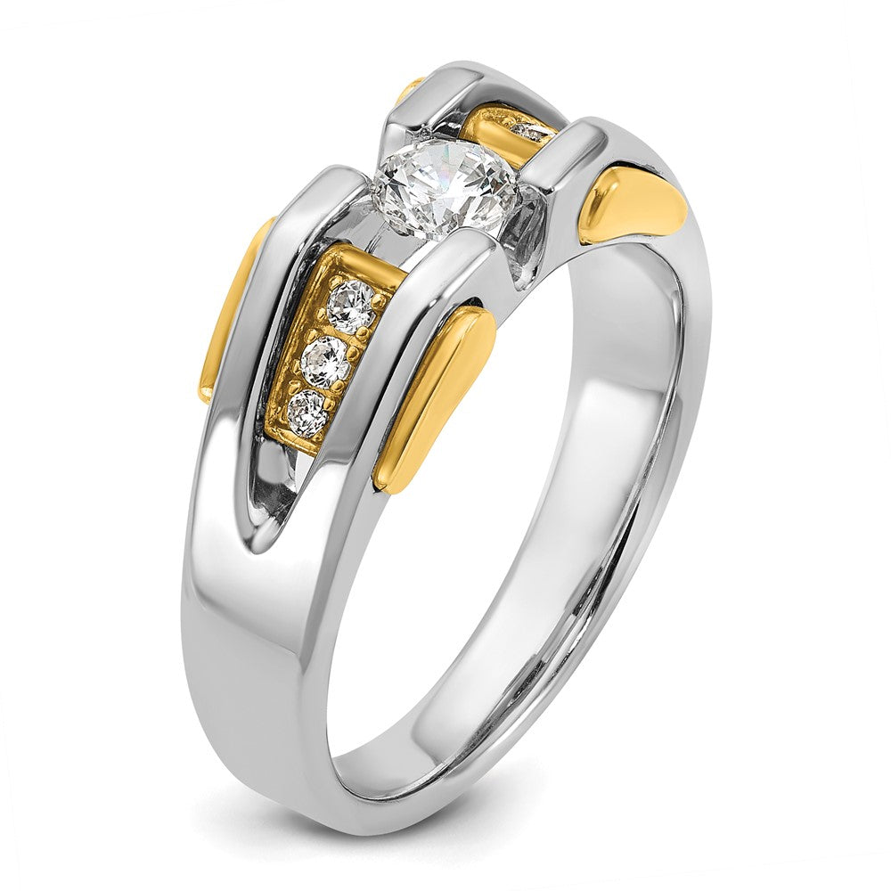 14k Two-tone Gold Men's 1/2 carat Diamond Complete Ring