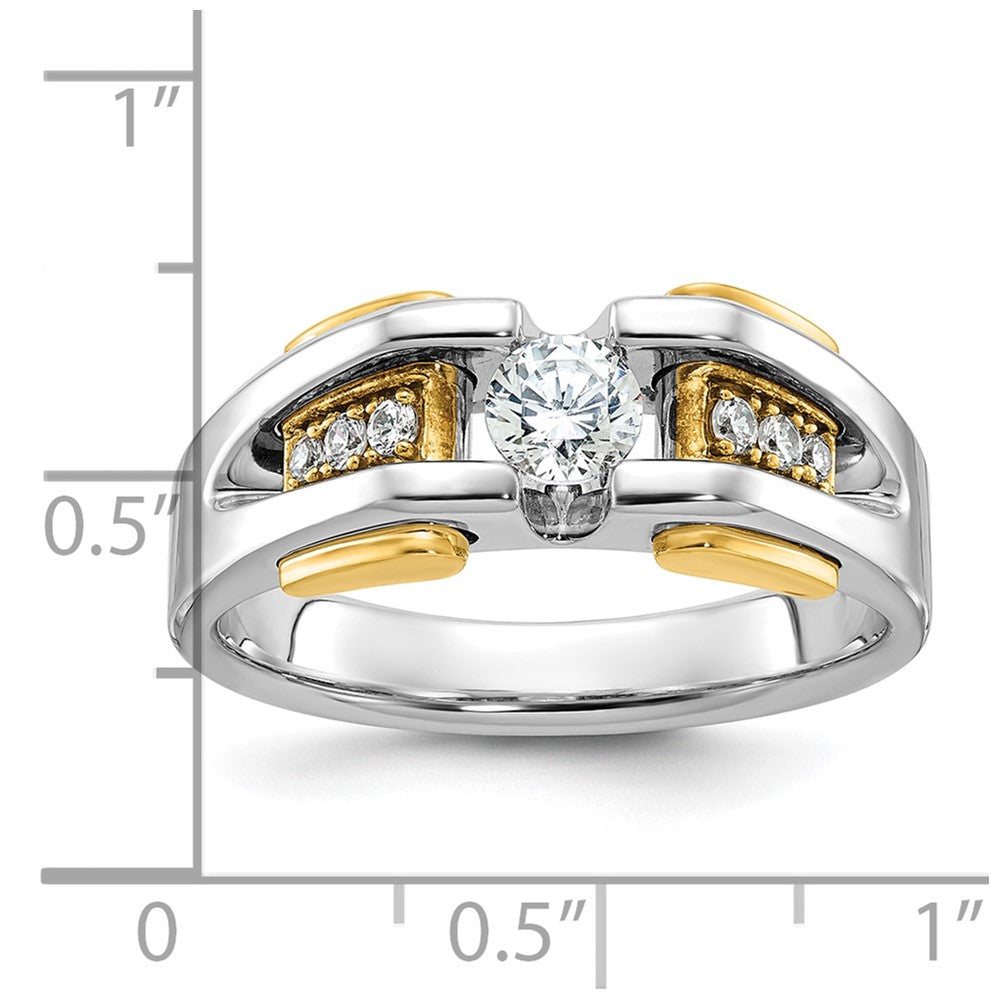 14k Two-tone Gold Men's 1/2 carat Diamond Complete Ring