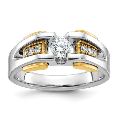 14k Two-tone Gold Men's 1/2 carat Diamond Complete Ring
