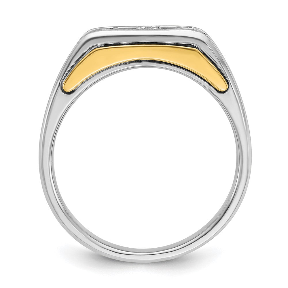 14k Two-tone Gold Men's Polished and Satin 1/3 carat Diamond Complete Ring