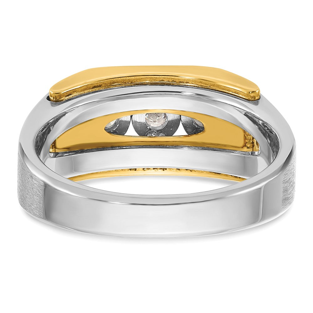 14k Two-tone Gold Men's Polished and Satin 1/3 carat Diamond Complete Ring