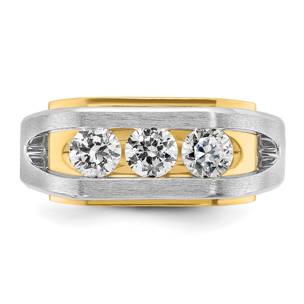 14k Two-tone Two Tone 1 Ct. Lab Grown Diamond VS/SI+ G+ Three Stone Men's Ring