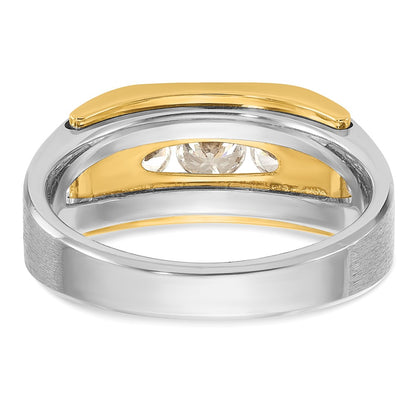 14k Two-tone Two Tone 1 Ct. Lab Grown Diamond VS/SI+ G+ Three Stone Men's Ring