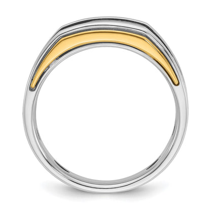 10K Two-Tone Ibgoodman Men'S Polished 5-Stone Ring Mounting