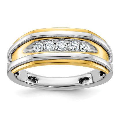 10K Two-Tone Ibgoodman Men'S Polished 5-Stone Ring Mounting