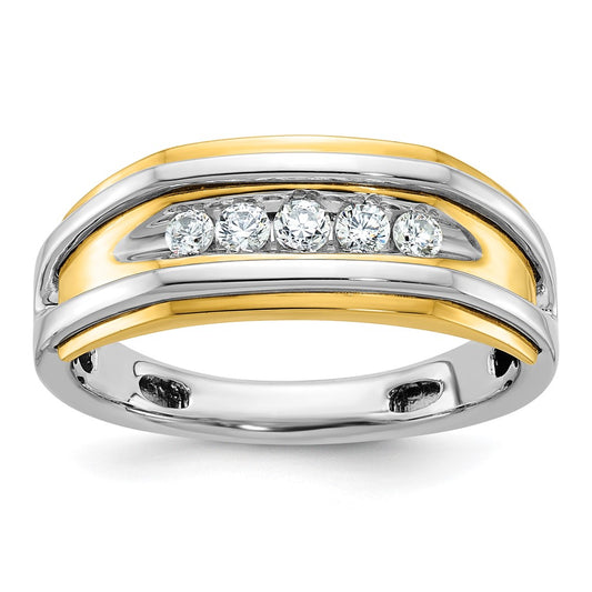 10K Two-Tone Ibgoodman Men'S Polished 5-Stone Ring Mounting