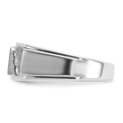 14k White Gold Men's Satin 1/2 carat Diamond Complete Ring