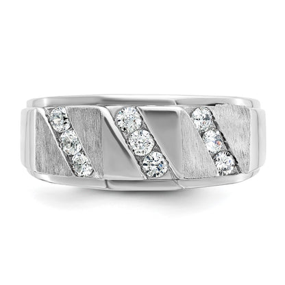 14k White Gold Men's Satin 1/2 carat Diamond Complete Ring