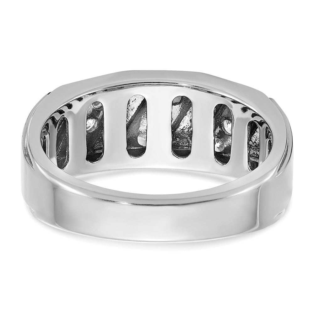 14k White Gold Men's Satin 1/2 carat Diamond Complete Ring