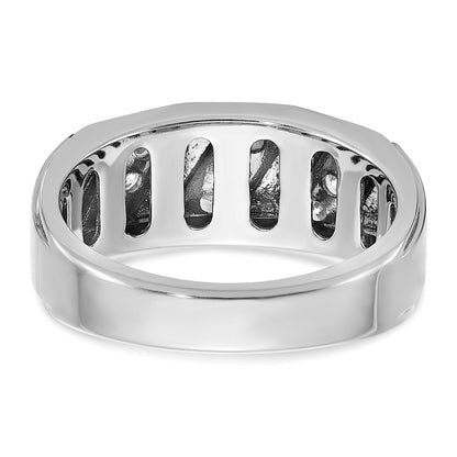 14k White Gold Men's Satin 1/2 carat Diamond Complete Ring