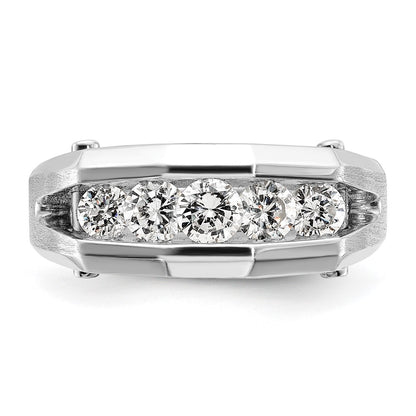 14k White Gold Men's Polished and Satin 3/4 carat Diamond Complete Ring