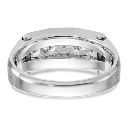14k White Gold 3/4 Ct. Lab Grown Diamond VS/SI+ G+ Five Stone Polished and Satin Men's Ring