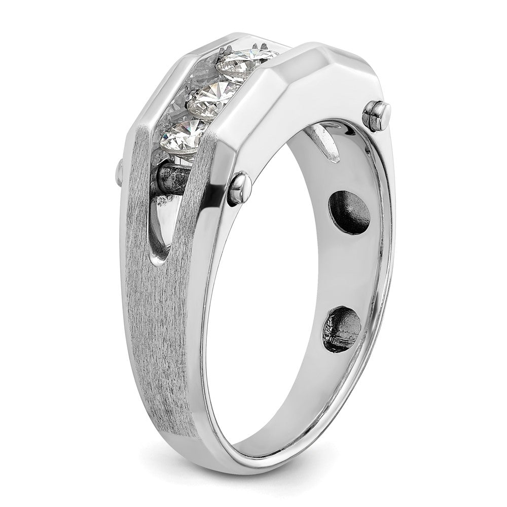 14k White Gold Men's Polished and Satin 3/4 carat Diamond Complete Ring