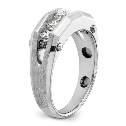 14k White Gold Men's Polished and Satin 3/4 carat Diamond Complete Ring