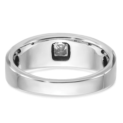 14k White Gold Men's Polished and Satin 1/6 carat Diamond Complete Ring