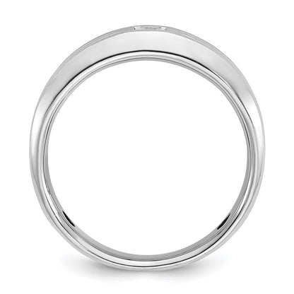 14k White Gold Men's Polished and Satin 1/6 carat Diamond Complete Ring